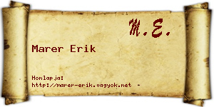 Marer Erik névjegykártya